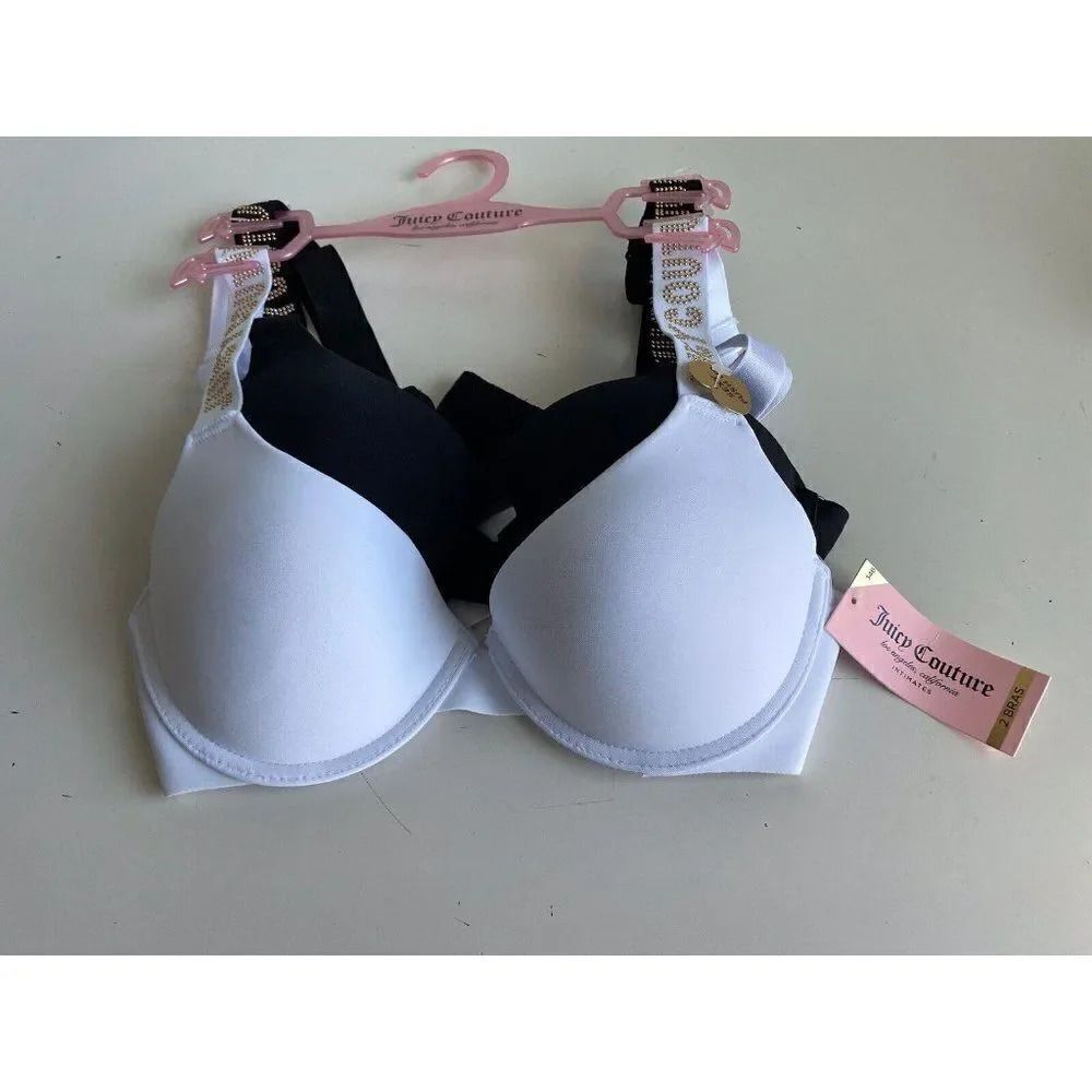 Juicy Couture Bra 2 Pack Sz 34B SEXY Push Up JC4229 White Black NEW